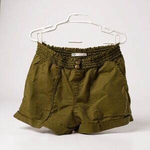 SO Womens High Rise Utility Shorts Olive Green Large Cotton Blend‎